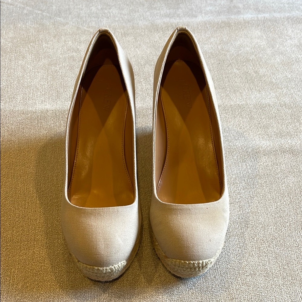 J.Crew Beige Espadrille Wedge Heels